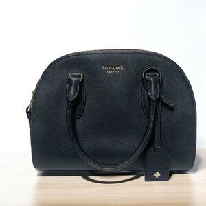 Kate Spade New York Reiley Dome Satchel Black Saffiano Leather Gold Hardware